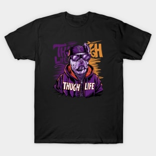 Urban Style Thug Life Dog Design T-Shirt